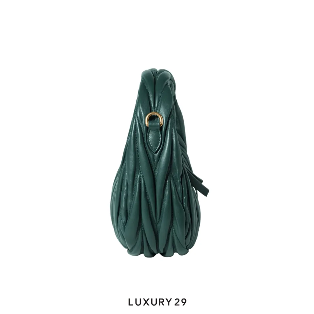 Miu Miu Wander Matelasse Nappa Leather Hobo Bag Emerald Green(Small, Green)