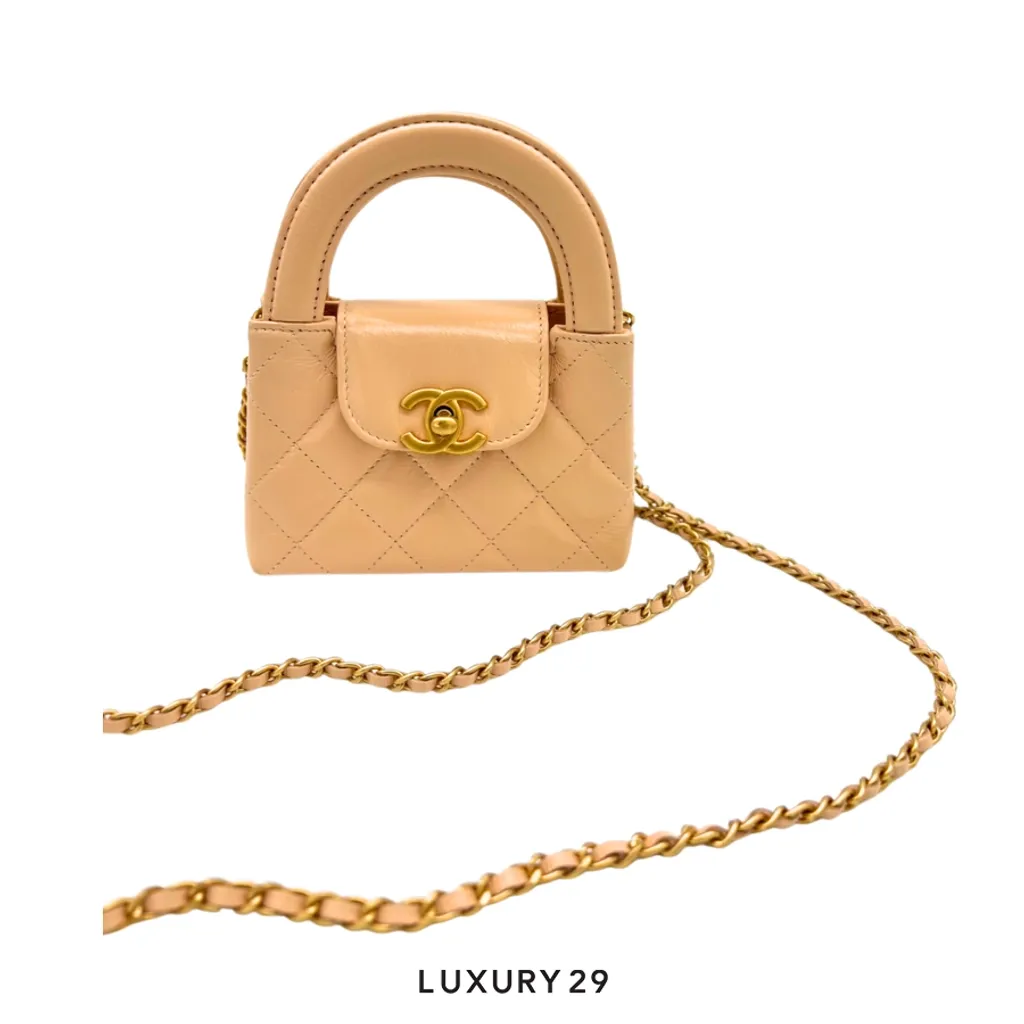 Chanel Micro Shopping Bag Beige Gold Hardware(Mini, Neutrals)