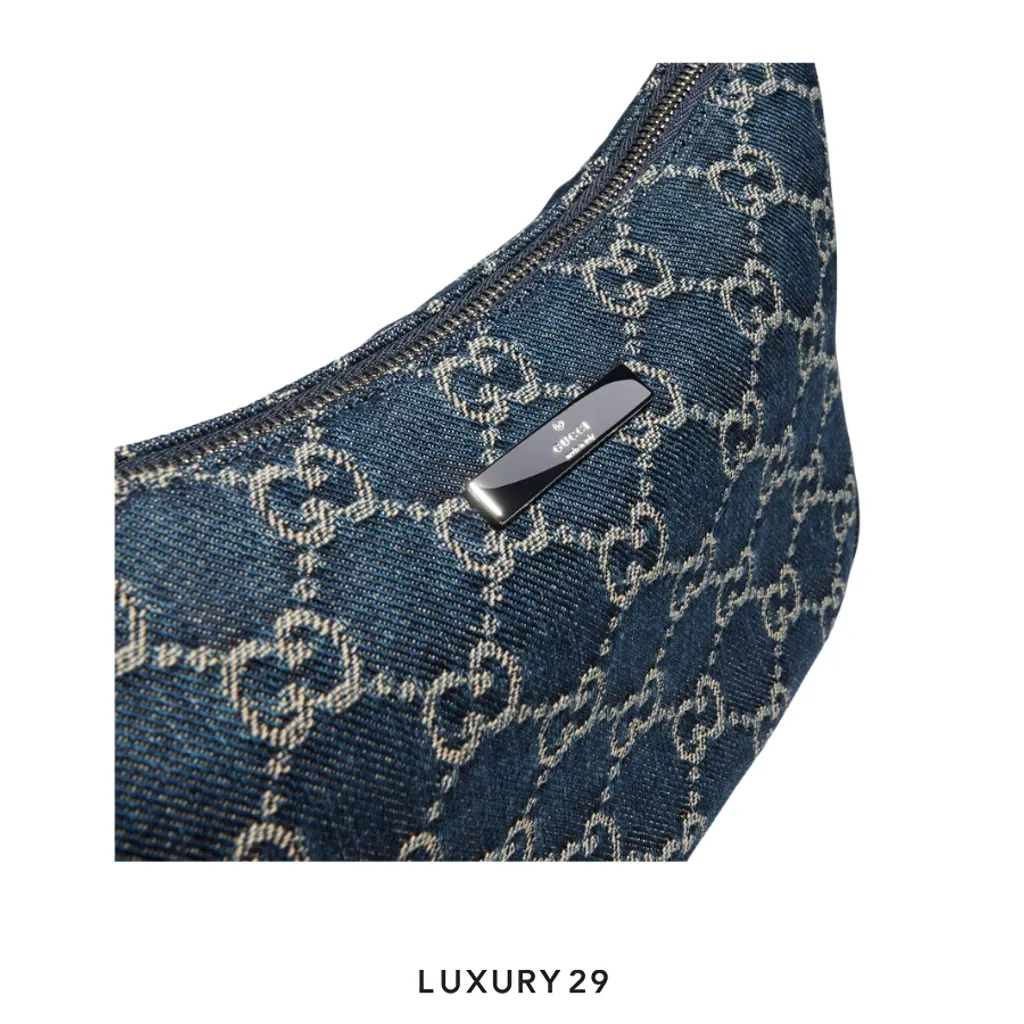Gucci Lady Lunetta small shoulder bag Denim(Small, Blue)