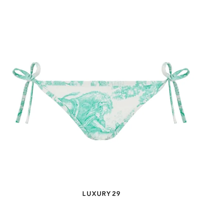 Dior Dioriviera Bikini Bottom White and Aquamarina Technical Fabric with Toile de Jouy Sauvage Motif