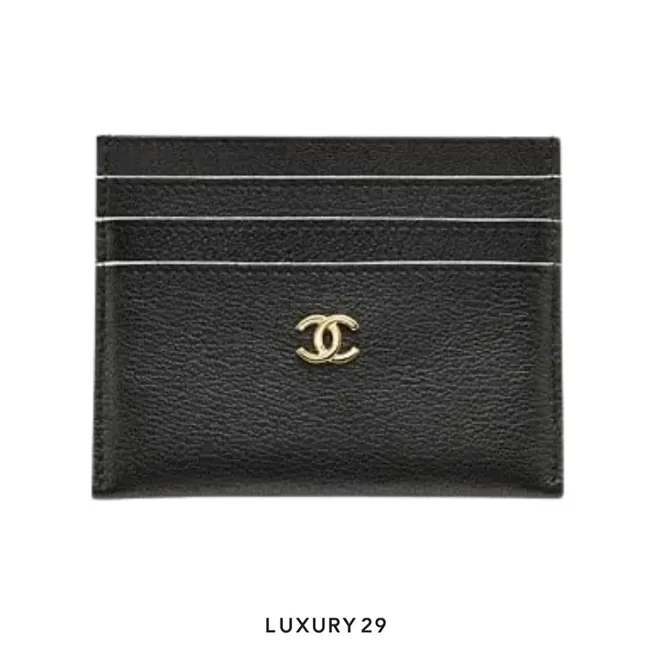 Chanel Classic Card Holder in grained calfskin with a gold-tone CC logo