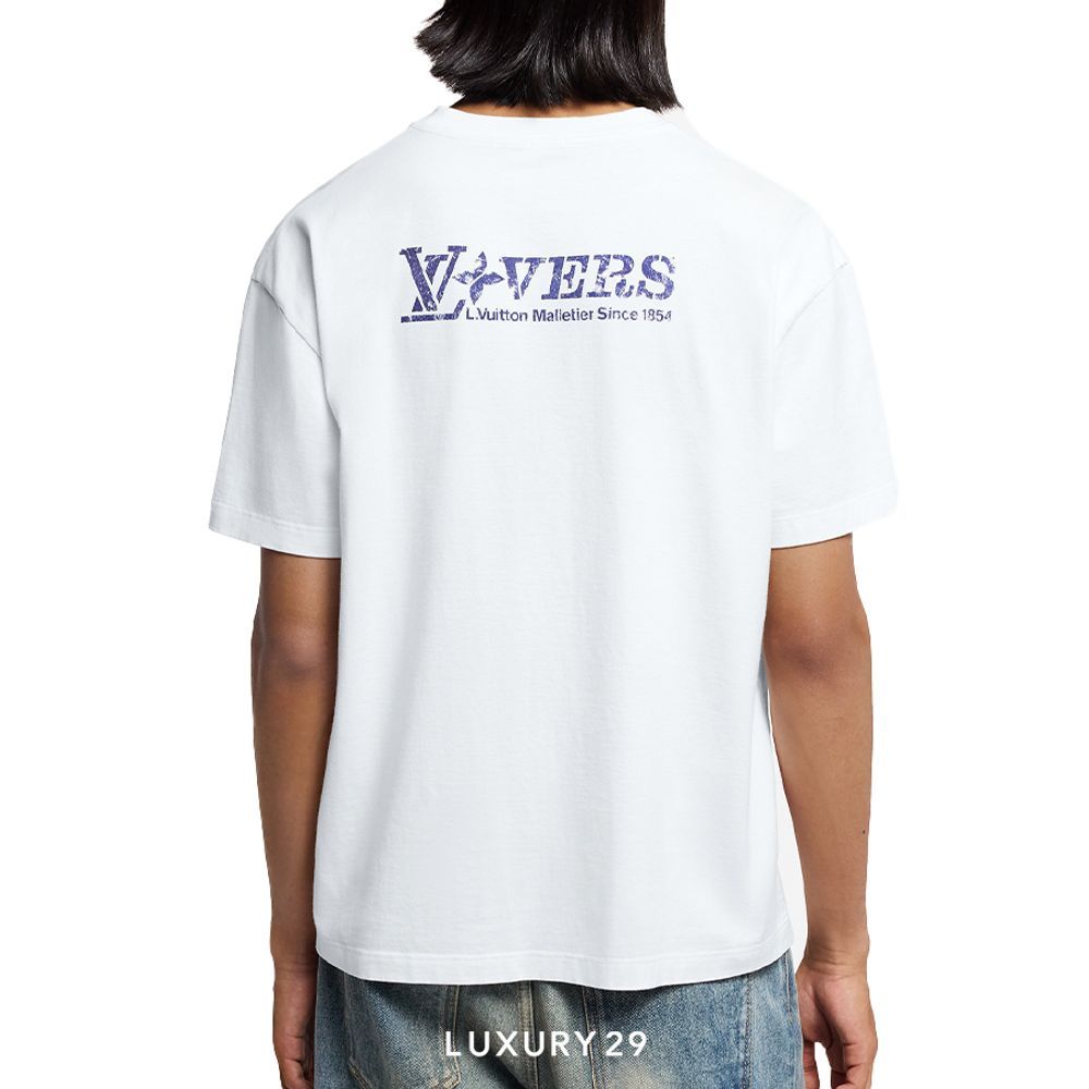 Louis Vuitton LV Embellished Graphic Cotton T-Shirt Milk White