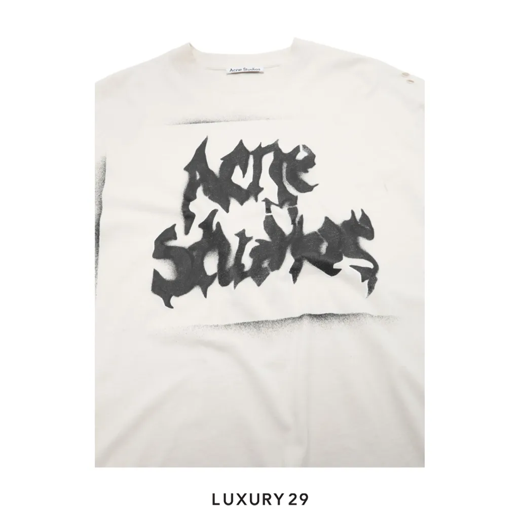 Acne Studios Gothic logo t-shirt Dusty white(S/XS, White)