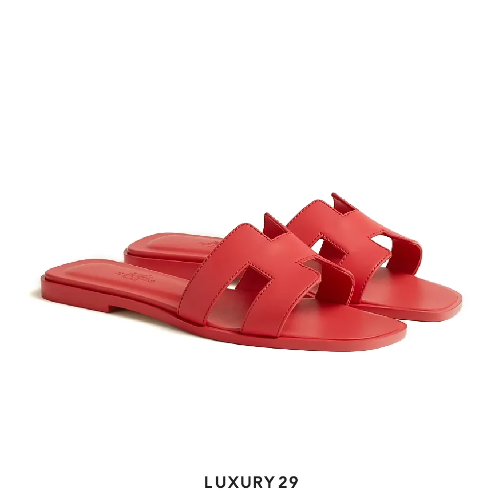 Hermes Oran Sandal Rose vermillon(38, Red)