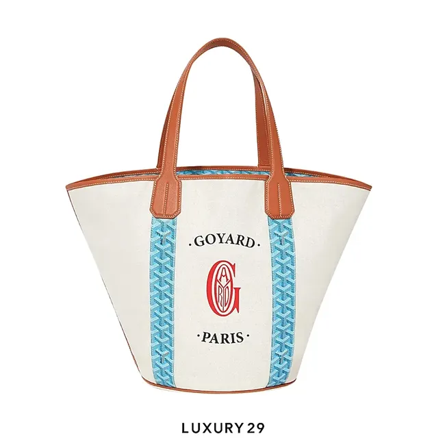 Goyard Belharra Bag Turquoise & Tan With Croc Universel Tan