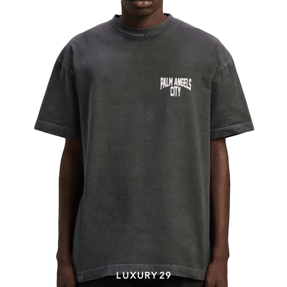 Palm Angels PA CITY WASHED T-SHIRT DARK GREY WHITE(XL, Grey)