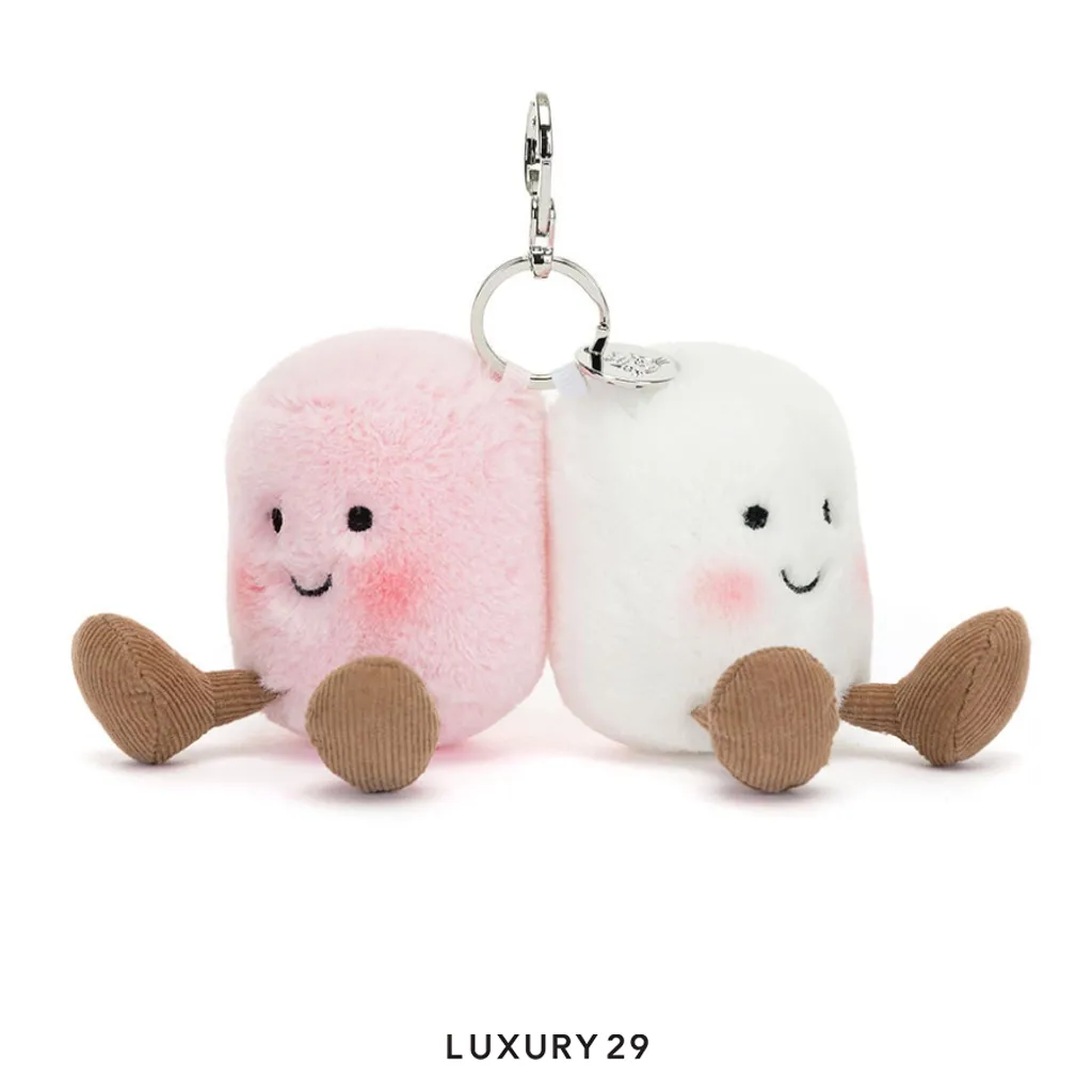 JellyCat Amuseables Pair of Marshmallows Bag Charm(Small, Multicolour)