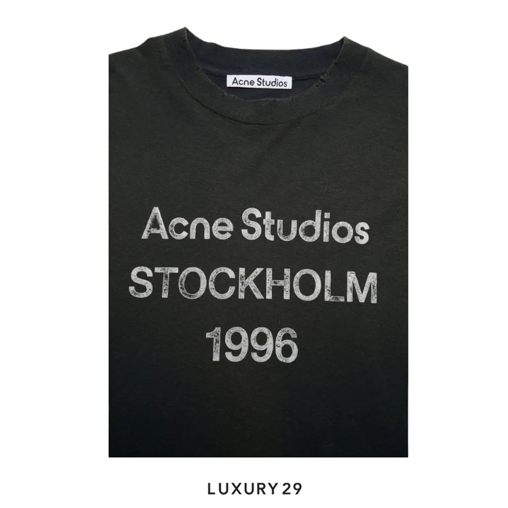 Acne Studios Sprayed 1996 logo t-shirt L/S Faded Black(M/S, Black)