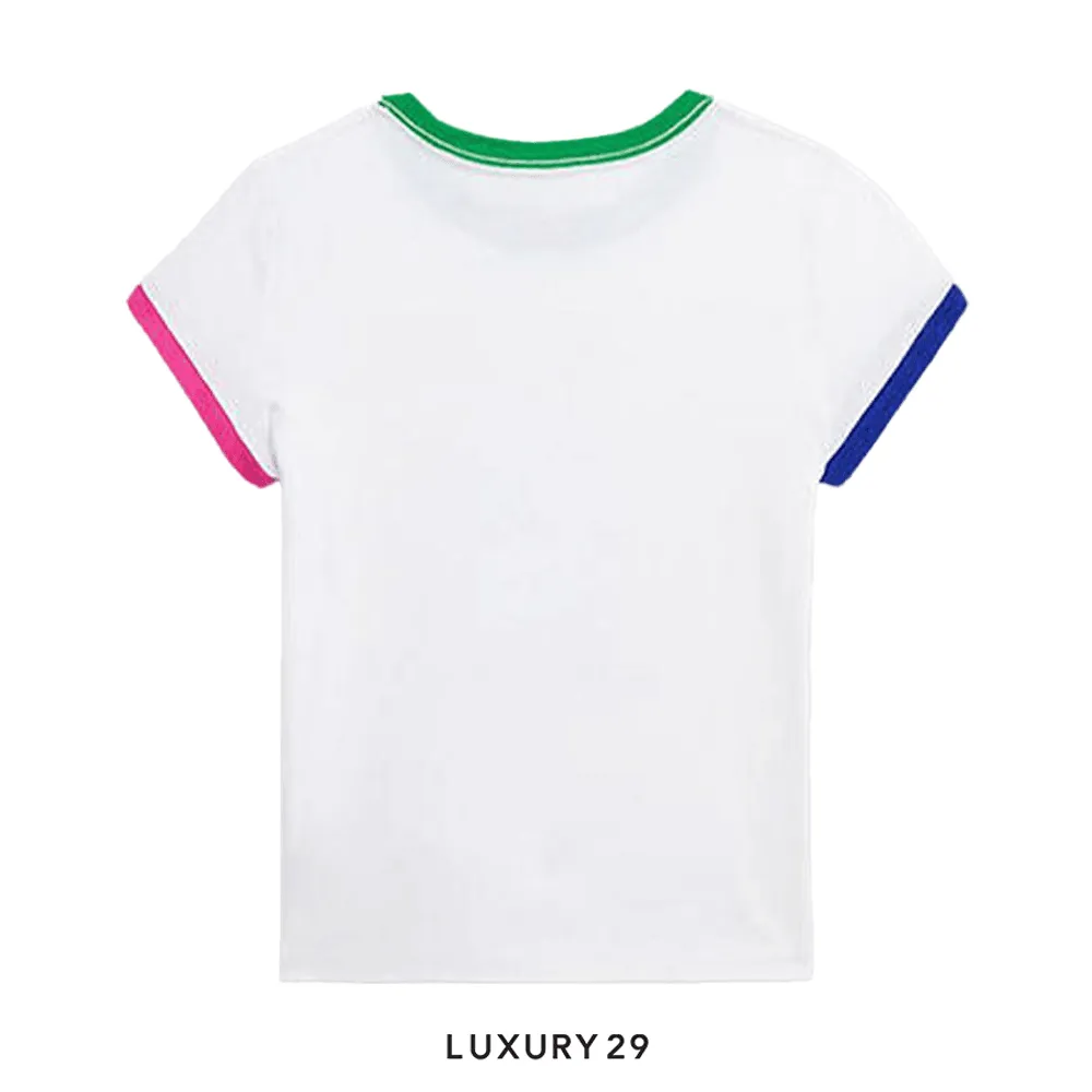 Kid RALPH LAUREN POLO BEAR COTTON JERSEY T-SHIRT(6A, White)