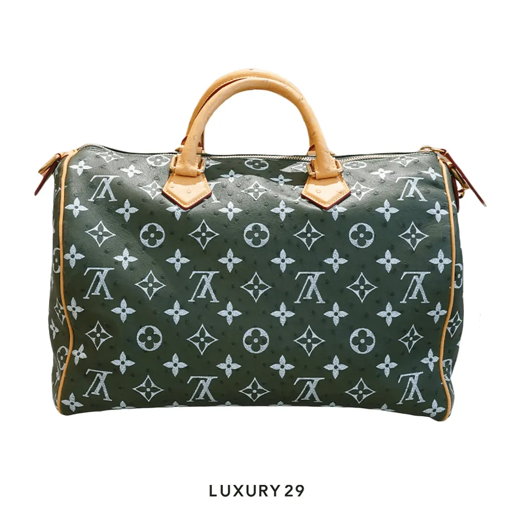 Louis Vuitton LV Speedy P9 Bandouliere 40 Ostrich Bag(Maxi, Green)