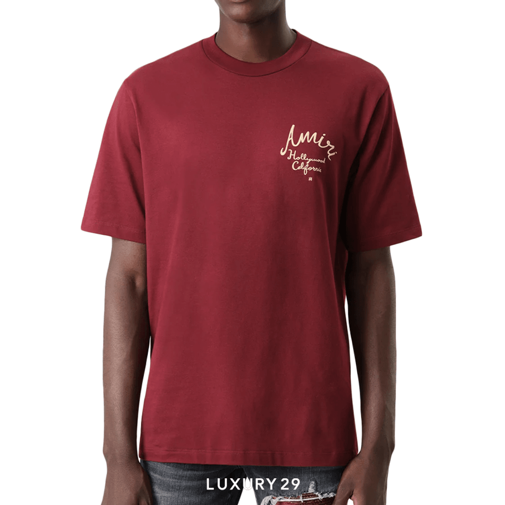 Amiri Hollywood Tee Burgundy