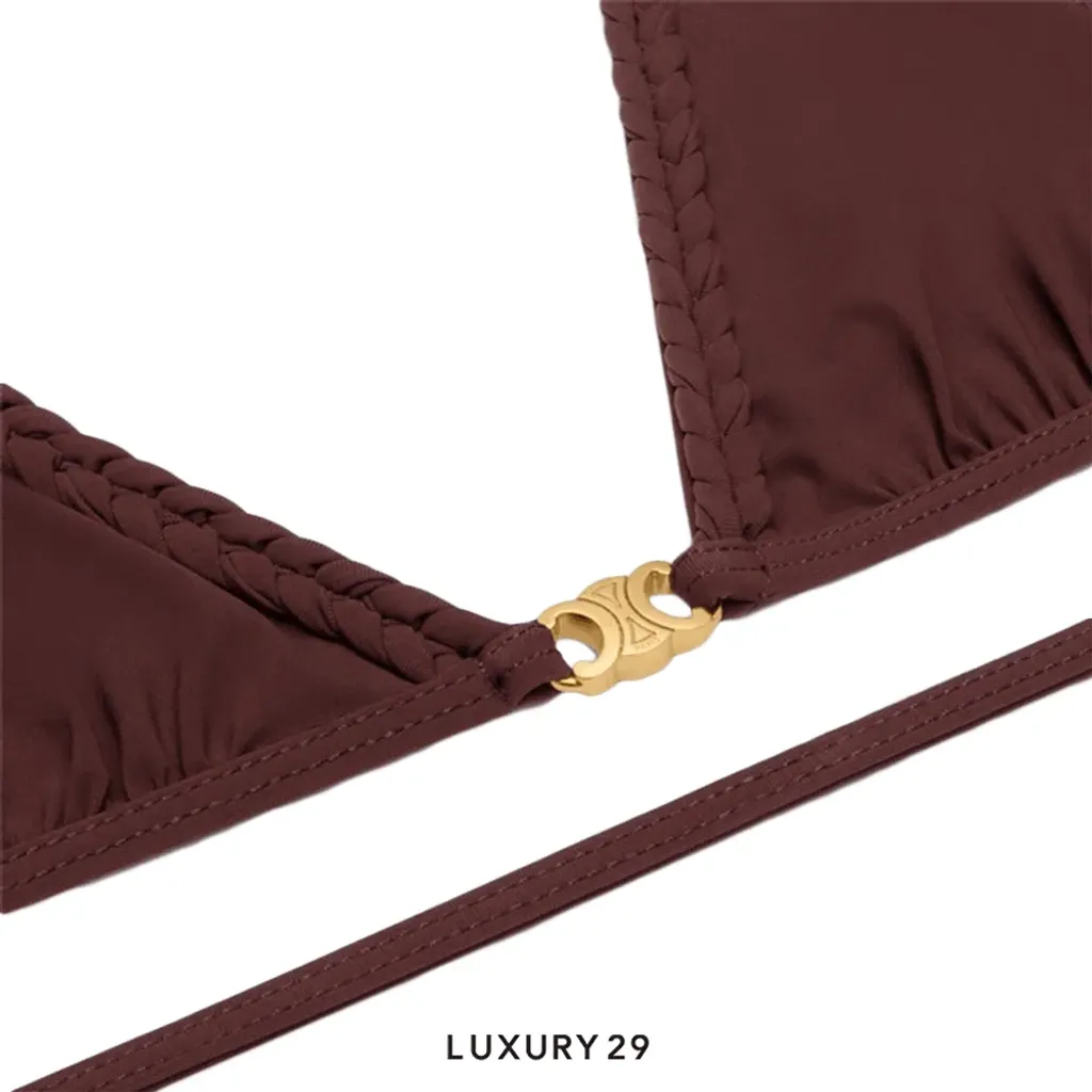 Celine triomphe triangle top in matte jersey Prune(36, Purple)
