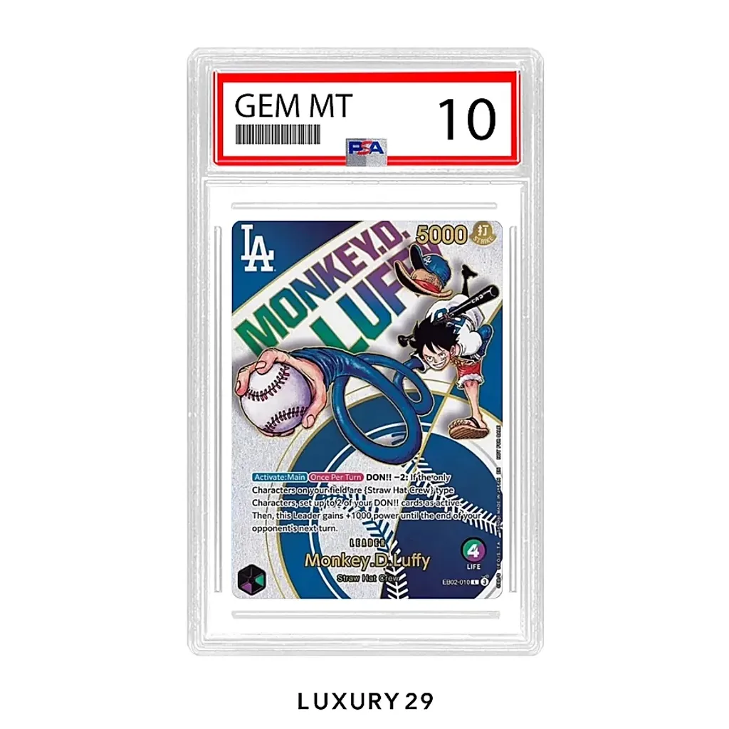 One Piece Monkey.D.Luffy (010) (Dodgers x ONE PIECE) One Piece Promotion Cards L EB02-010 (PSA10)(Small, Multicolour)