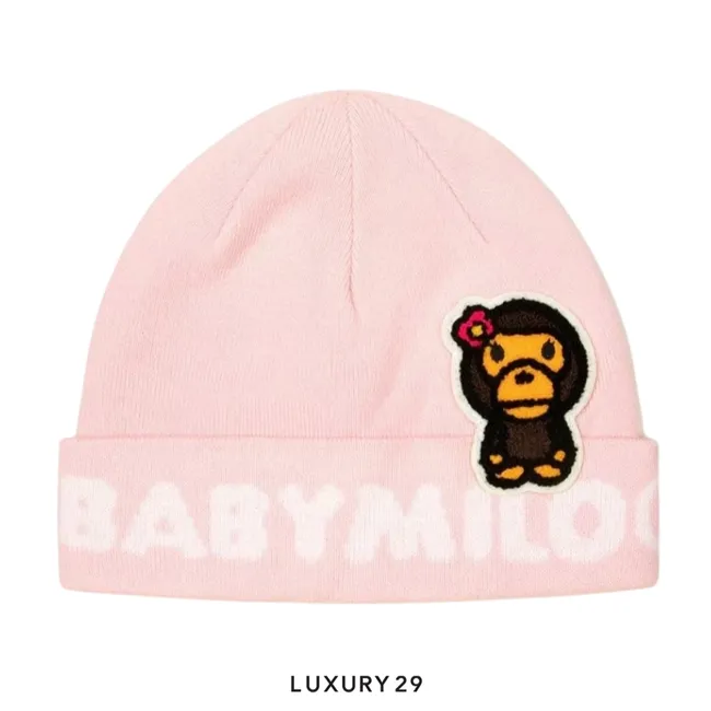 A Bathing Ape BABY MILO Beanie Knit Cap Pink