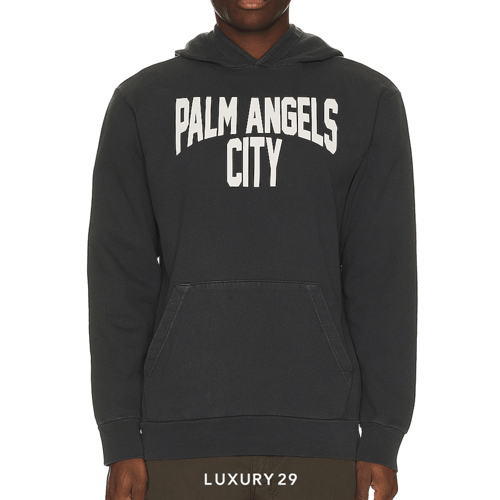 Palm Angels City Hoodie Dark Grey White(S, Grey)