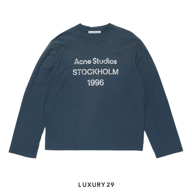 Acne Studios Sprayed 1996 logo t-shirt L/S Deep Blue