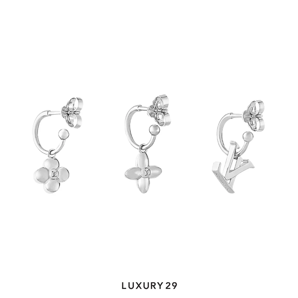 Louis Vuitton LV Floragram Earrings Silver(Free Size, Silver)
