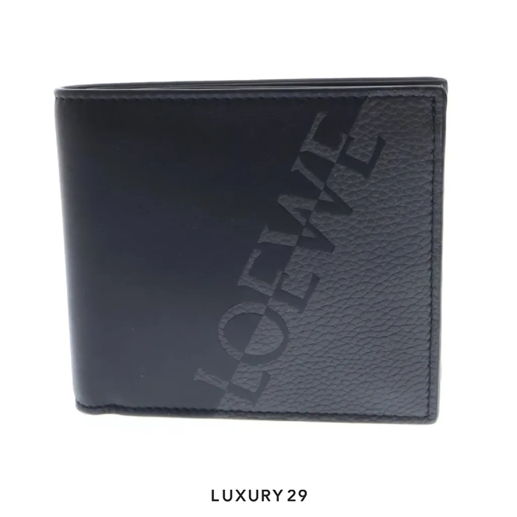 LOEWE Signature bi-fold coin wallet Black Gray(Free Size, Grey)