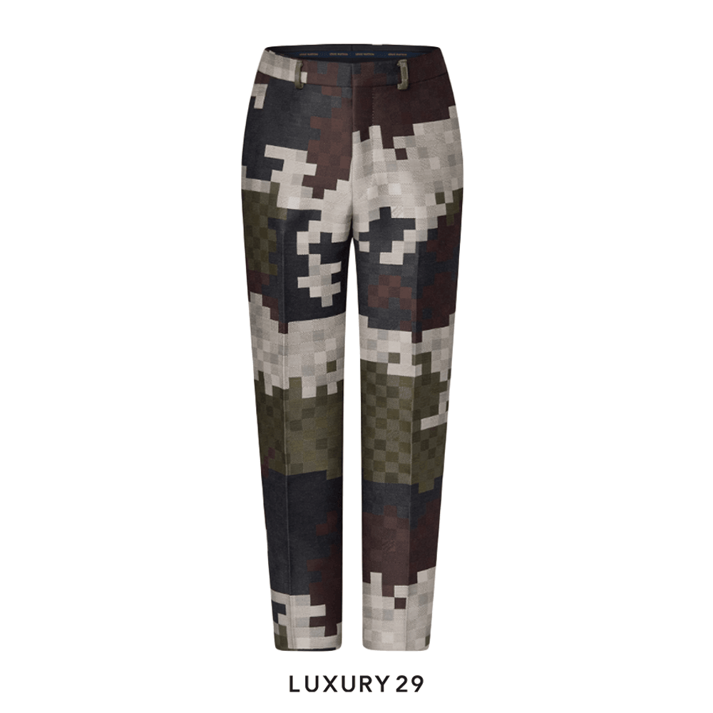 Louis Vuitton LV Tailored Cotton Damier Cigarette Trousers(M, Green)