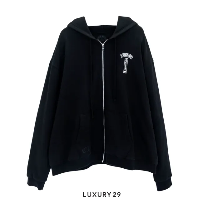 Chrome Hearts T shoulder Logo U.S.A. Zipped Hoodie Black