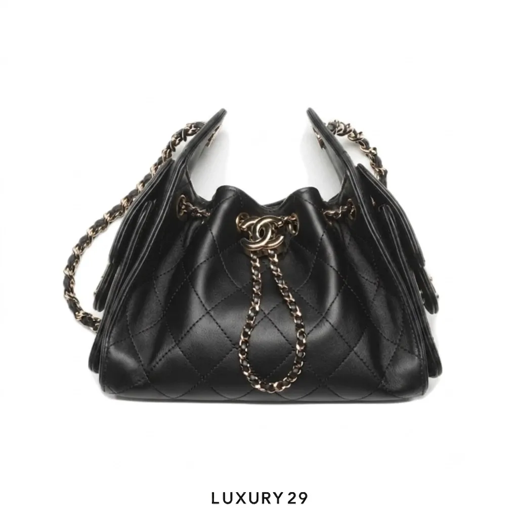 Chanel 25 Mini Handbag Lampskin & Gold-Tone Metal Black(Mini, Black)