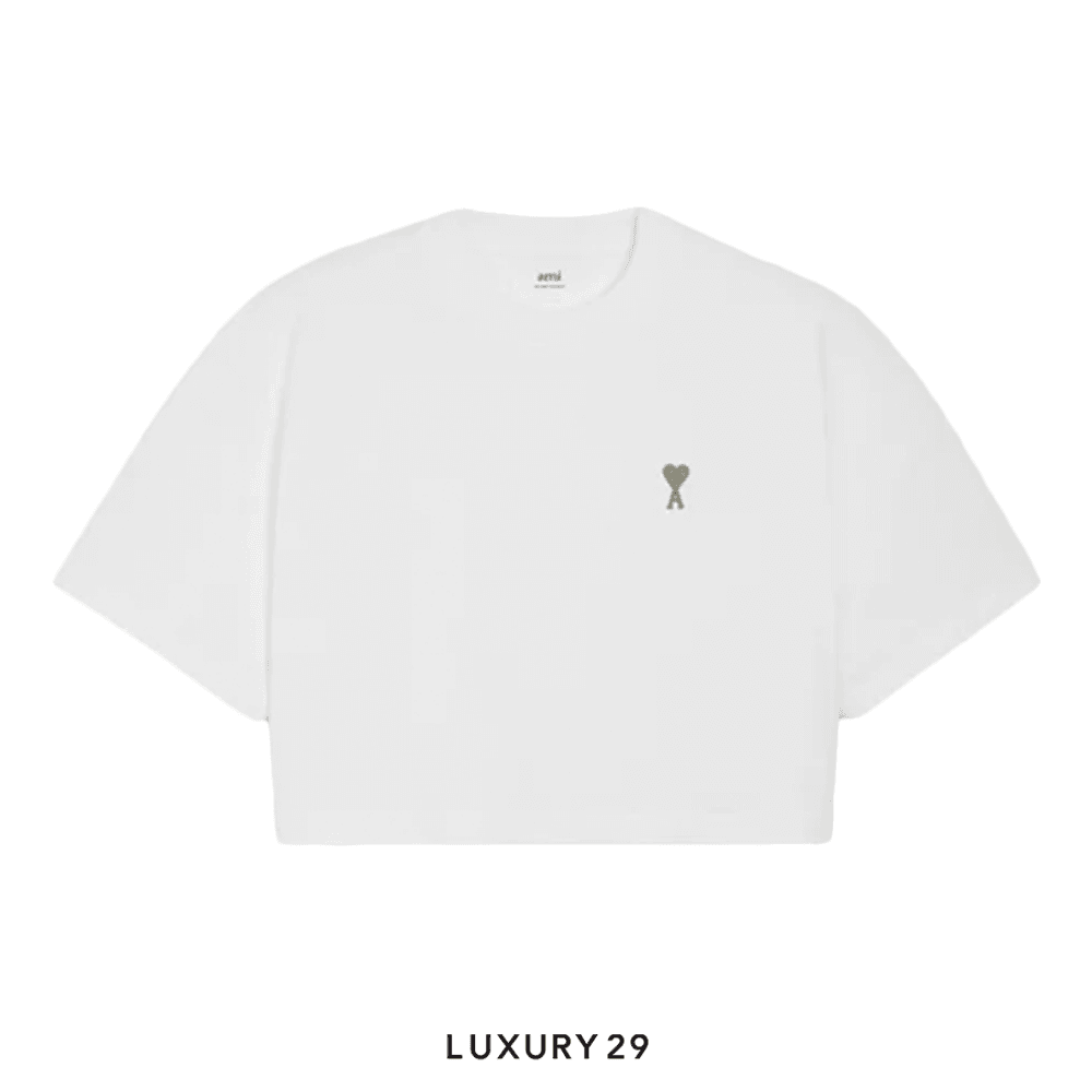 Ami De Coeur Crop T-shirt WHITE/SAGE(M, White)