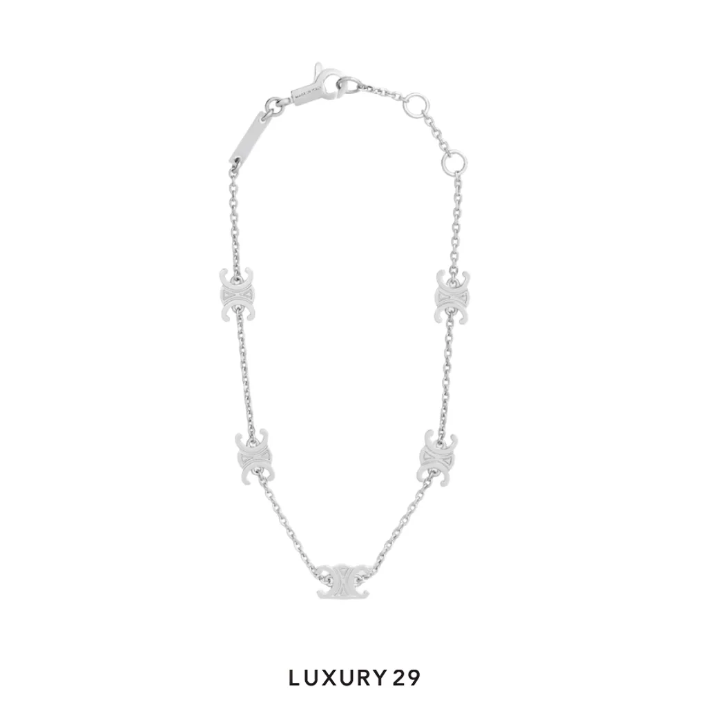 Celine Triomphe Mini Triomphe Bracelet Silver(Free Size, Silver)