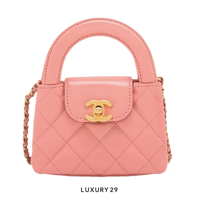 Chanel Micro Shopping Bag Pink Gold Hardware