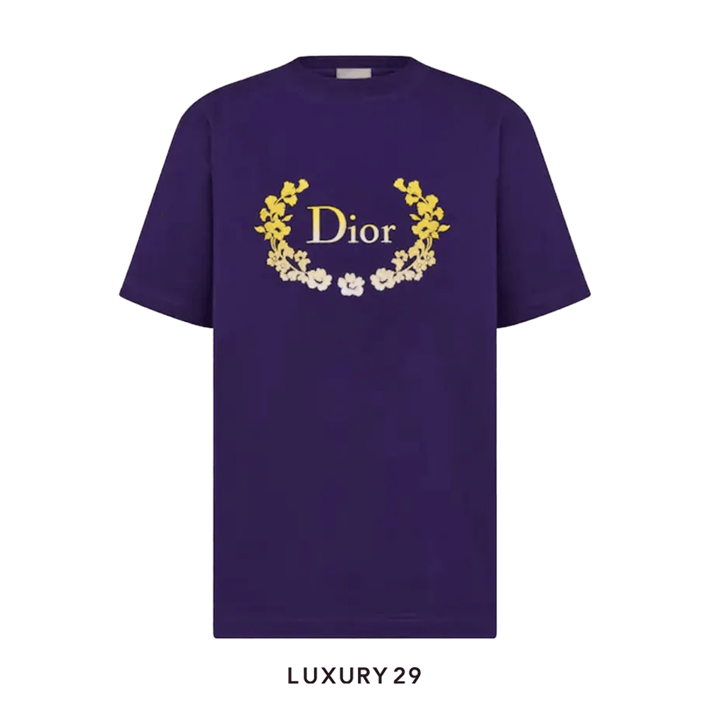Dior Relaxed Fit T-Shirt Purple Cotton Jersey(S, Purple)