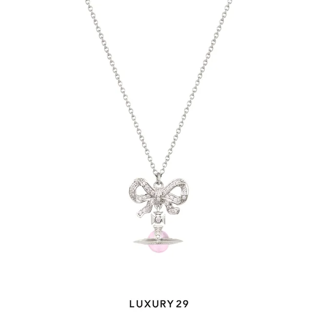 Vivienne Westwood Octavie Pendant Necklace Platinum/pink CZ