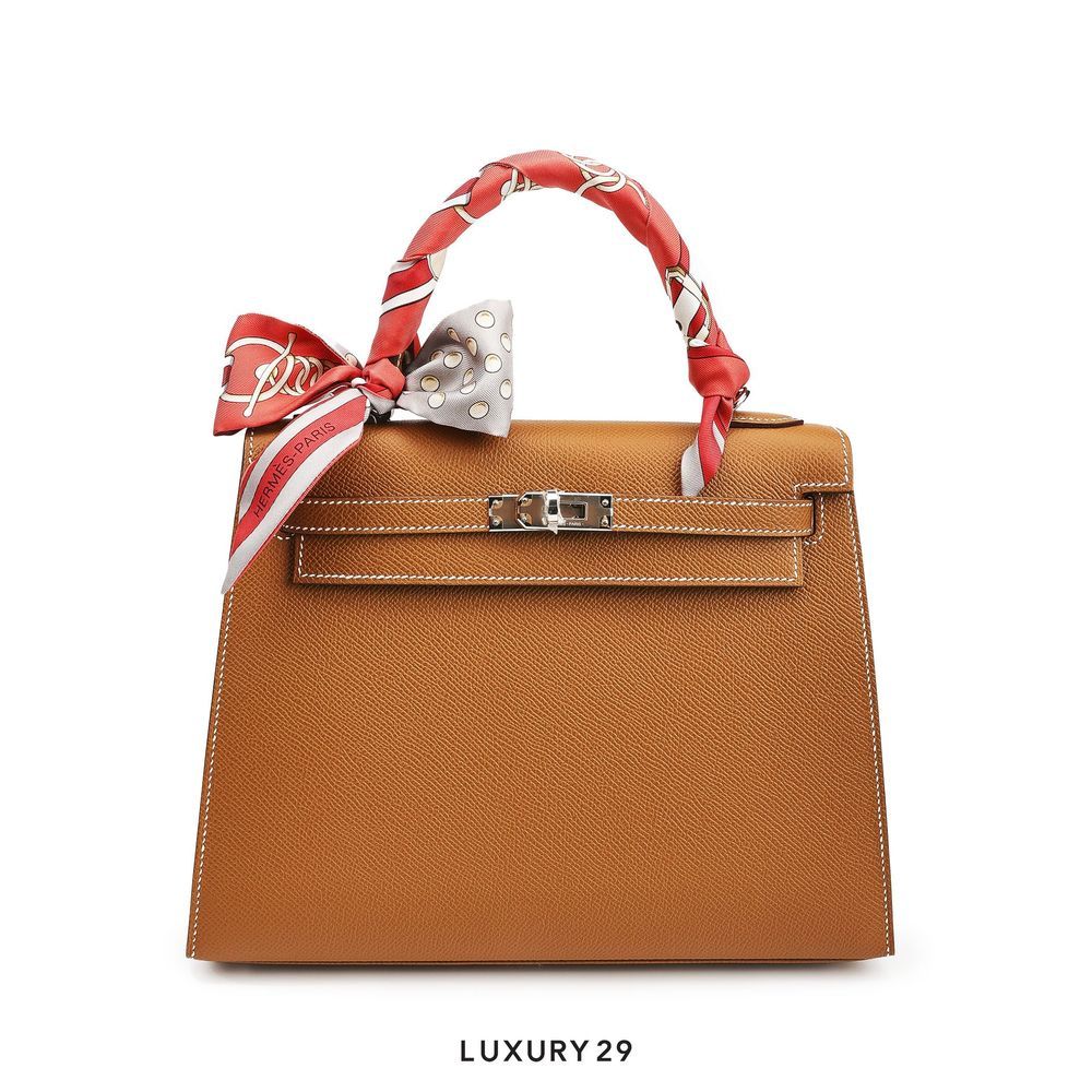 Hermes Grand Tralala twilly Gris Acier / Grenadine / Beige(Free Size, Orange)