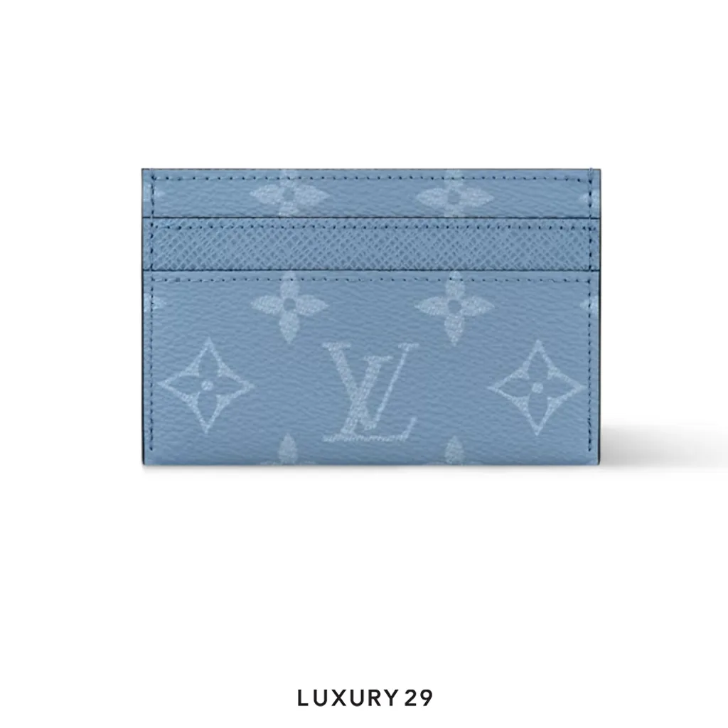 送料込◆希少品【LOUIS VUITTON】ダブルカードホルダー Sky Blue Louis Vuitton LV Double Card Holder Monogram coated canvas