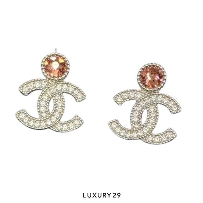 CHANEL B25A 2025 COCO Mark Rhinestone Pierce Silver