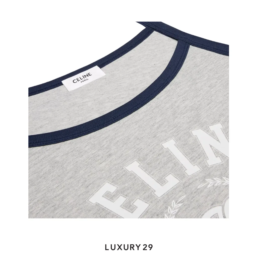 Celine Paris Tank Top In Cotton Jersey VINTAGE GREY MELANGE NAVY(S, Grey)