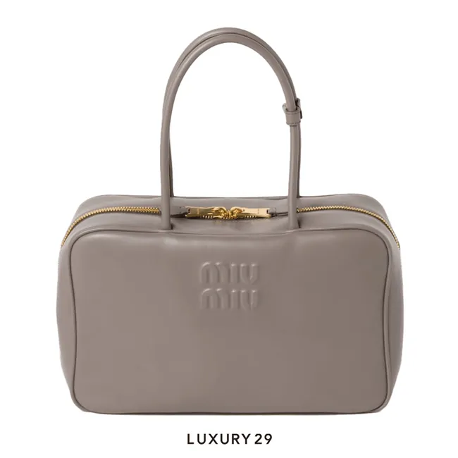 Miu Miu Leather Beau Bag Clay Grey