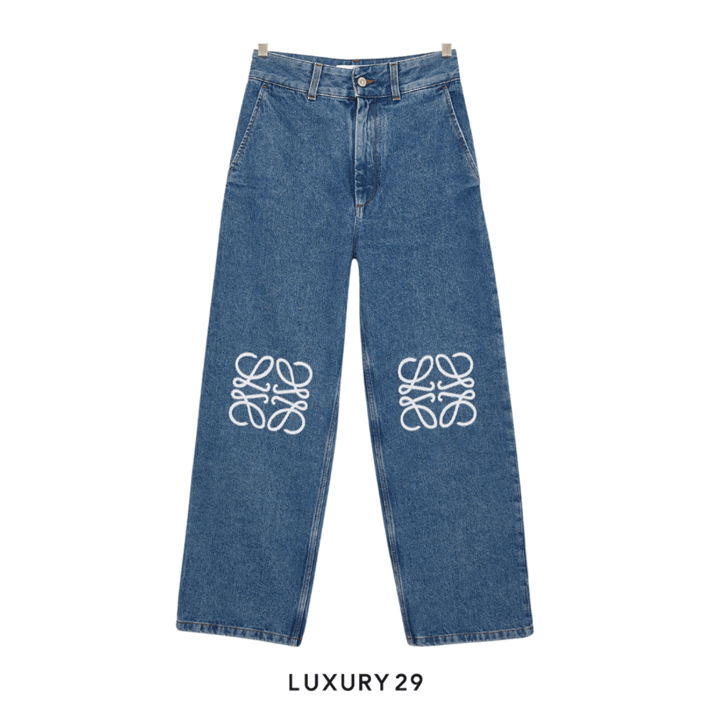 Loewe Anagram baggy jeans in denim Mid Blue Denim(48, Blue)
