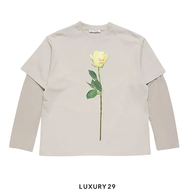 Acne Studios Layered graphic t-shirt Light Grey