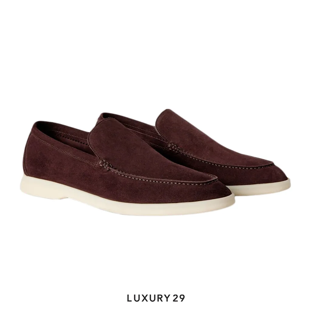 Loro Piana Summer Walk Loafer Suede Calfskin Amarone(42, Brown)