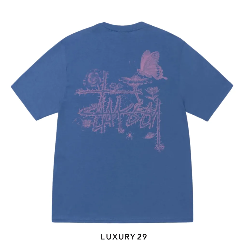 STUSSY IN BLOOM TEE BLUE(M, Blue)