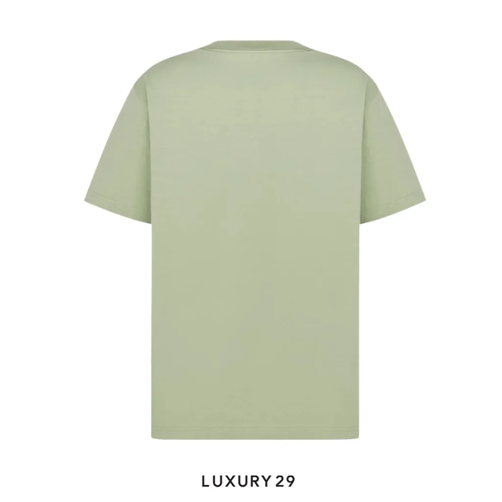 Dior Mountain T-Shirt Relaxed Fit Khaki Cotton Jersey(S, Green)