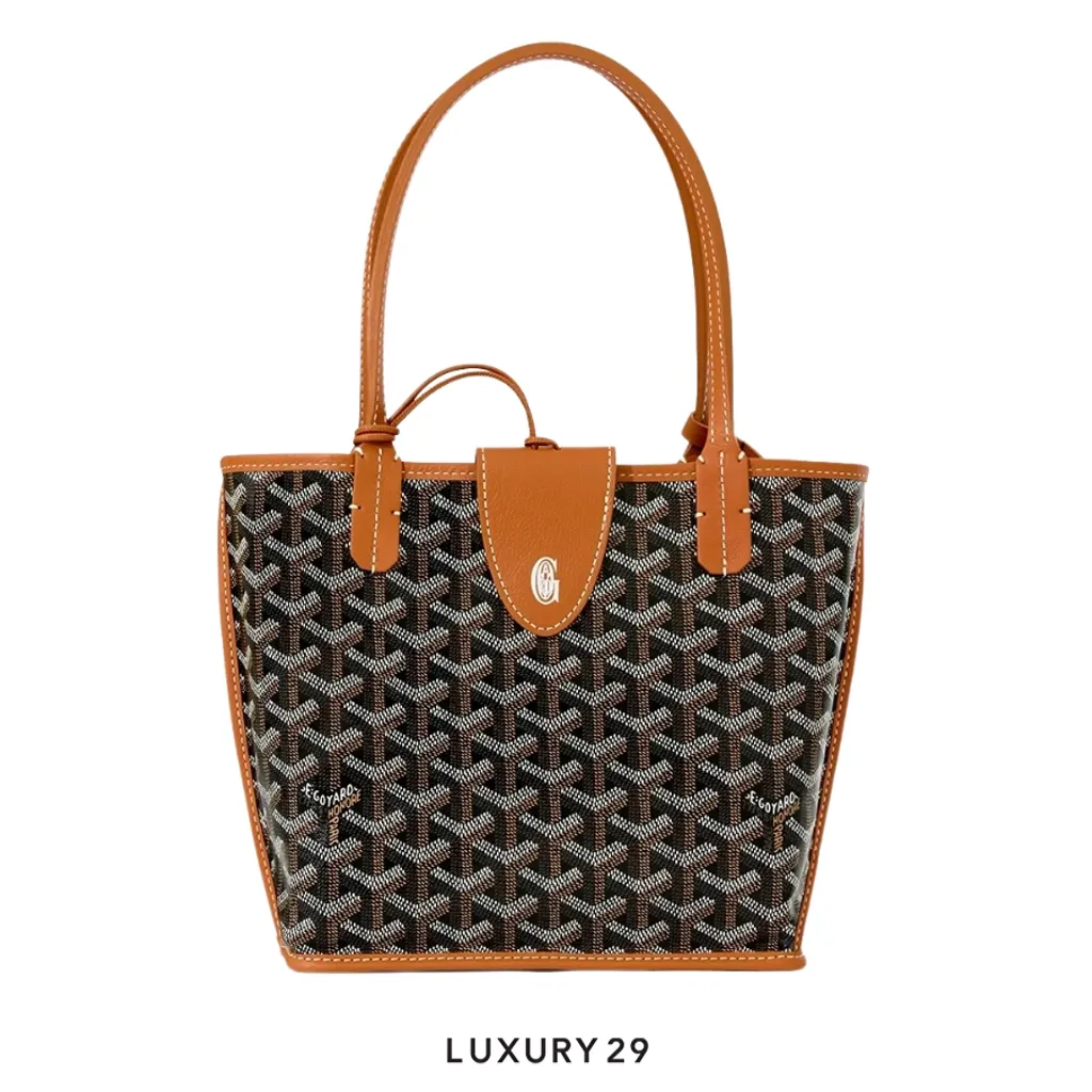 Goyard Anjou Mini Bag with Croc Univeral Black & Tan(Mini, Brown)