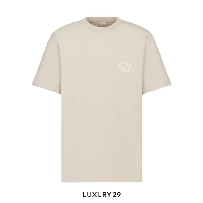 Dior Charm T-Shirt Relaxed Fit Beige Cotton Jersey