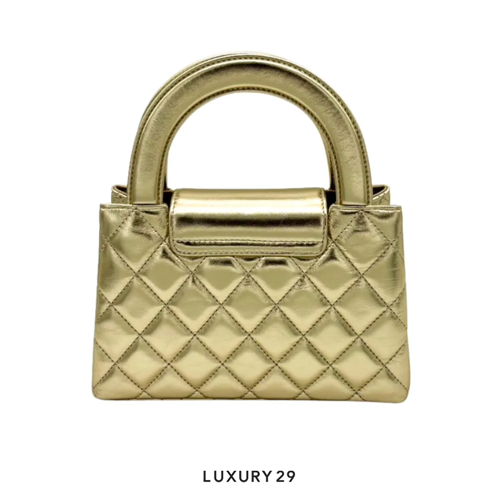 Chanel Mini Shopping Bag In Shiny Aged Calfskin Gold(Mini, Gold)