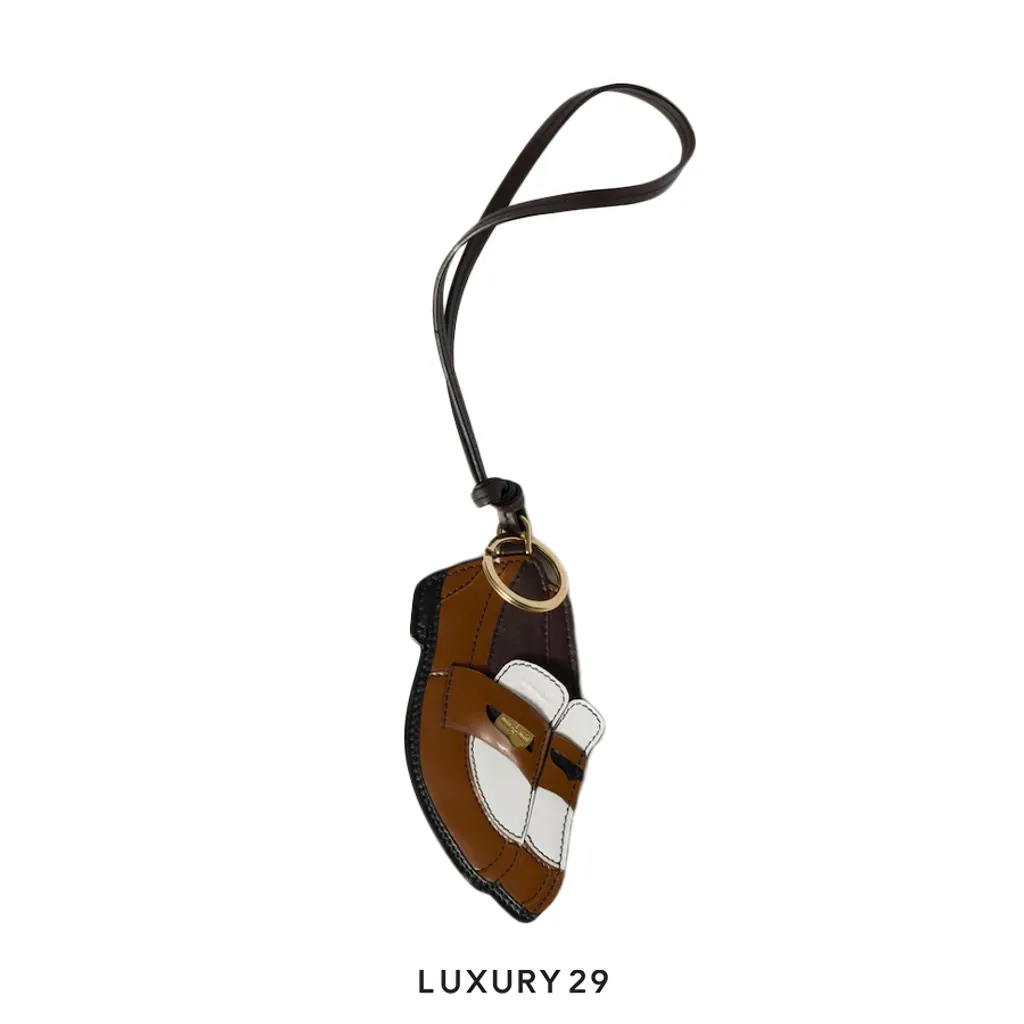 Miu Miu Penny Loafer leather keychain trick cognac Bianco(Free Size, Brown)
