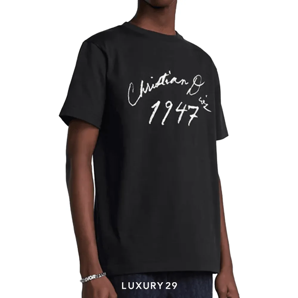 Dior Relaxed-Fit T-Shirt Black Cotton Jersey Handwritten Dior Relaxed-Fit T-Shirt Black Cotton Jersey Handwritten