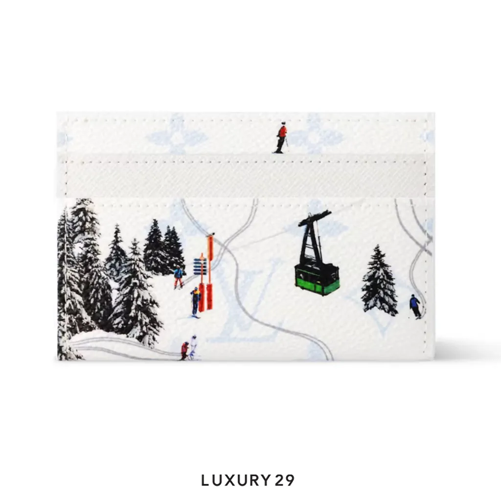 Louis Vuitton LV Double Card Holder Colored Monogram Canvas Ski White(Small, White)