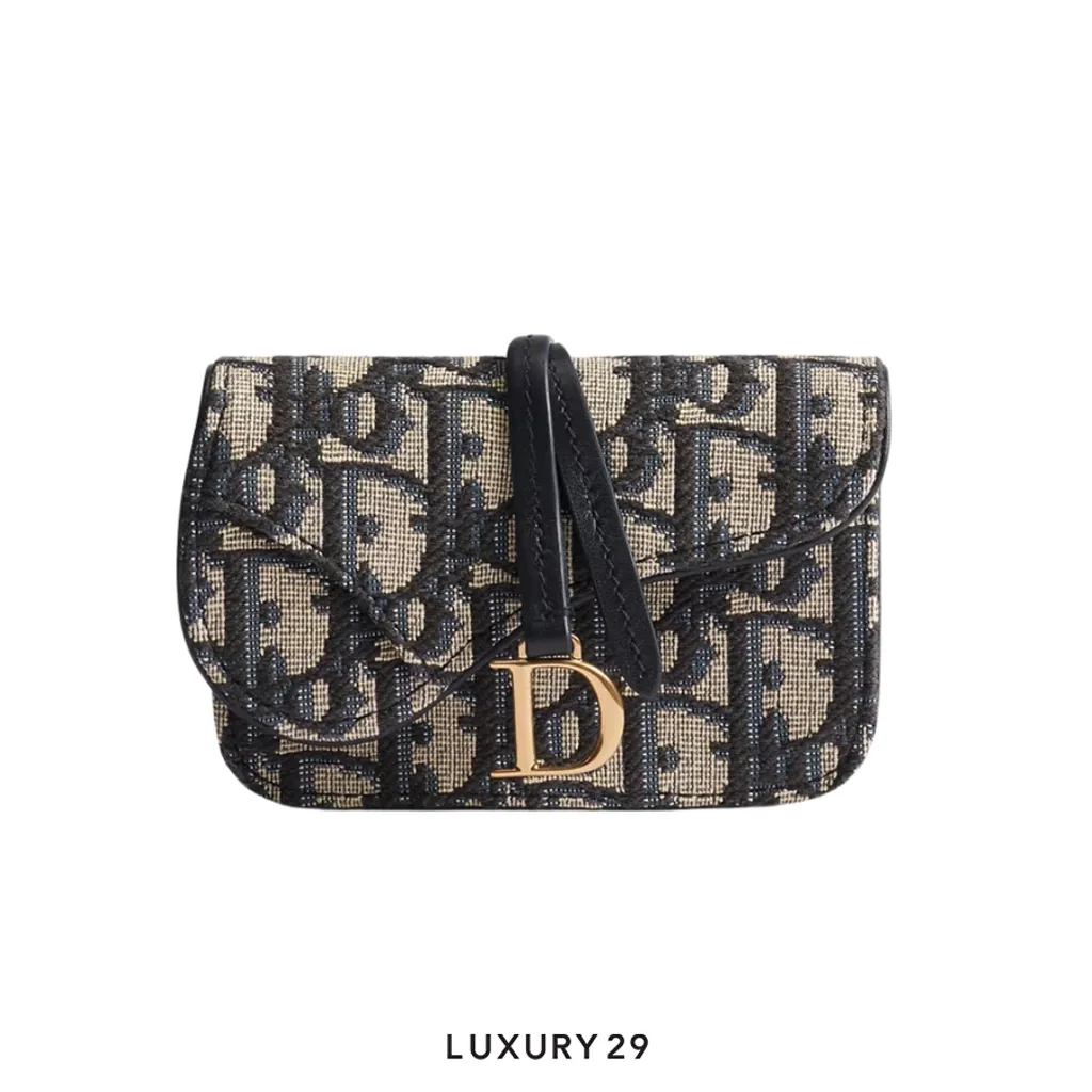 Dior Saddle Sunflower Wallet Blue Oblique Jacquard(Mini, Blue)