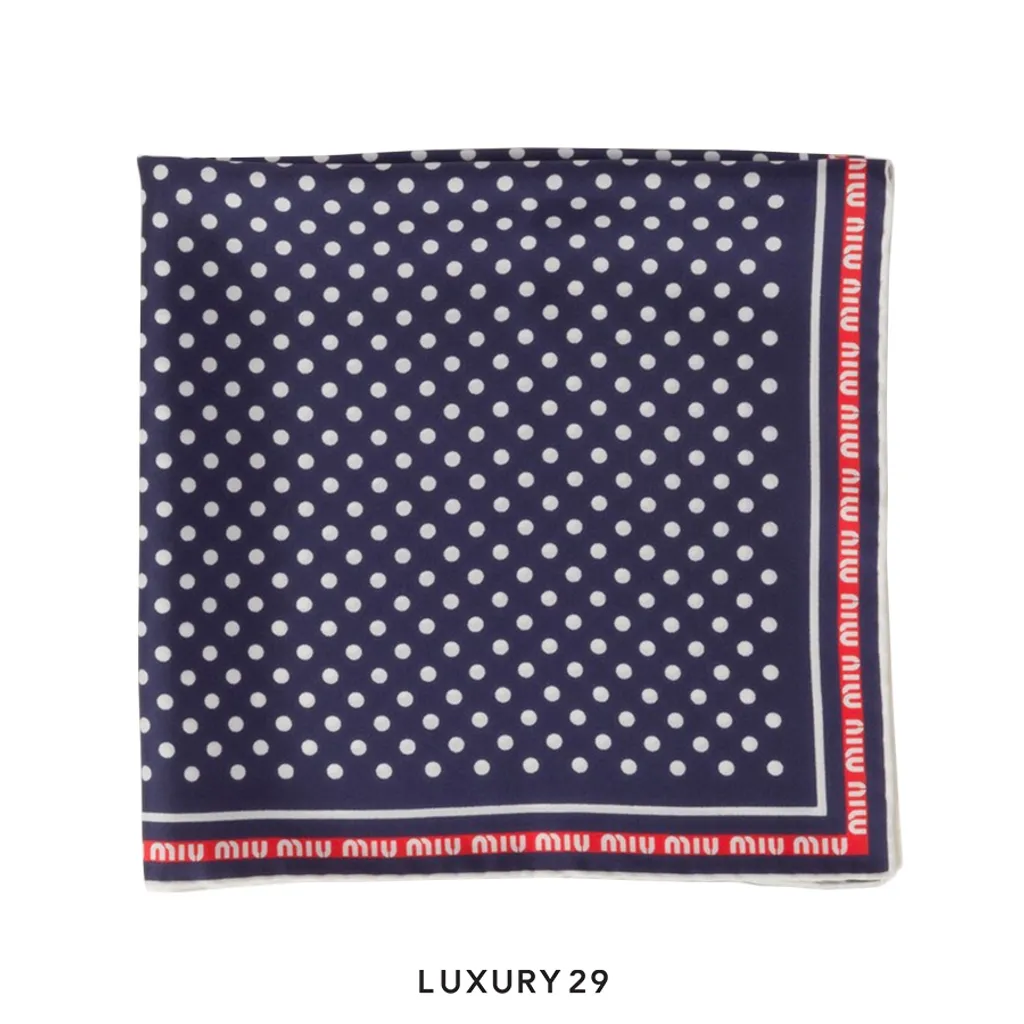 Miu Miu Printed twill scarf Blue Bianco(Free Size, Blue)