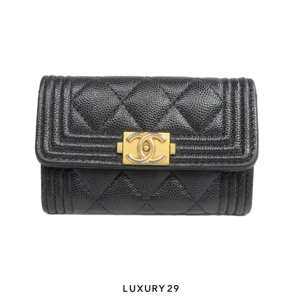 Chanel Boy CC card-holder Gold Tone(Small, Black)