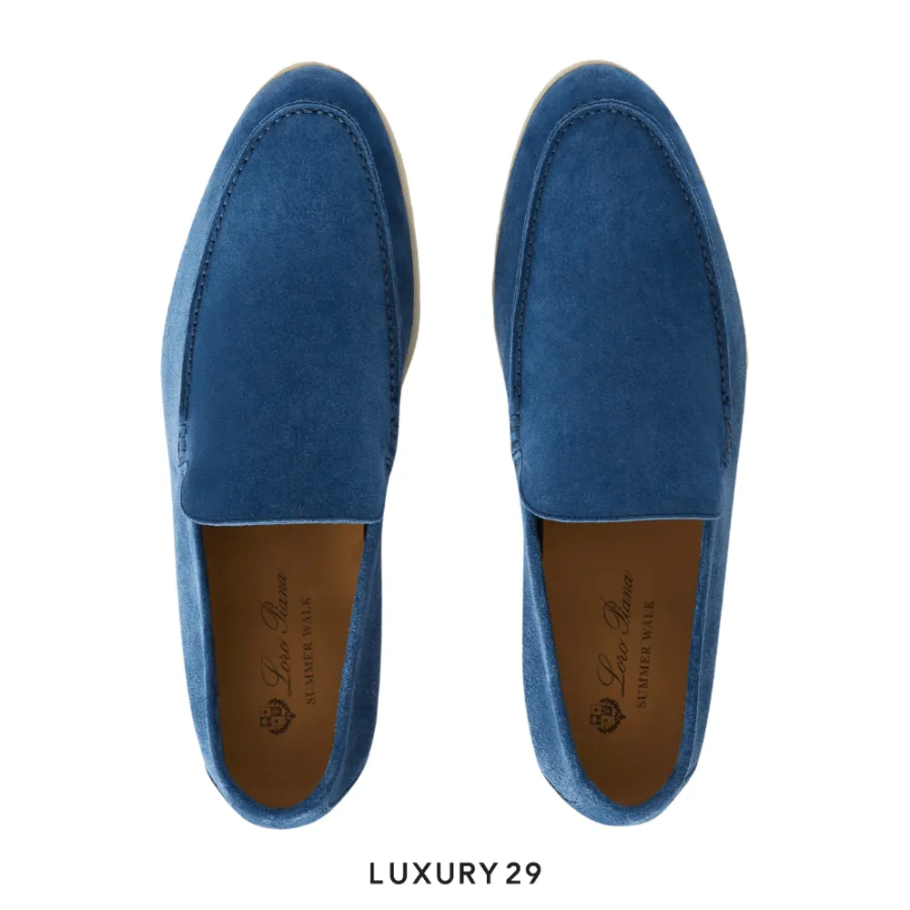 Loro Piana Summer Walk Loafers Suede Cobalt Ink(42.5, Blue)